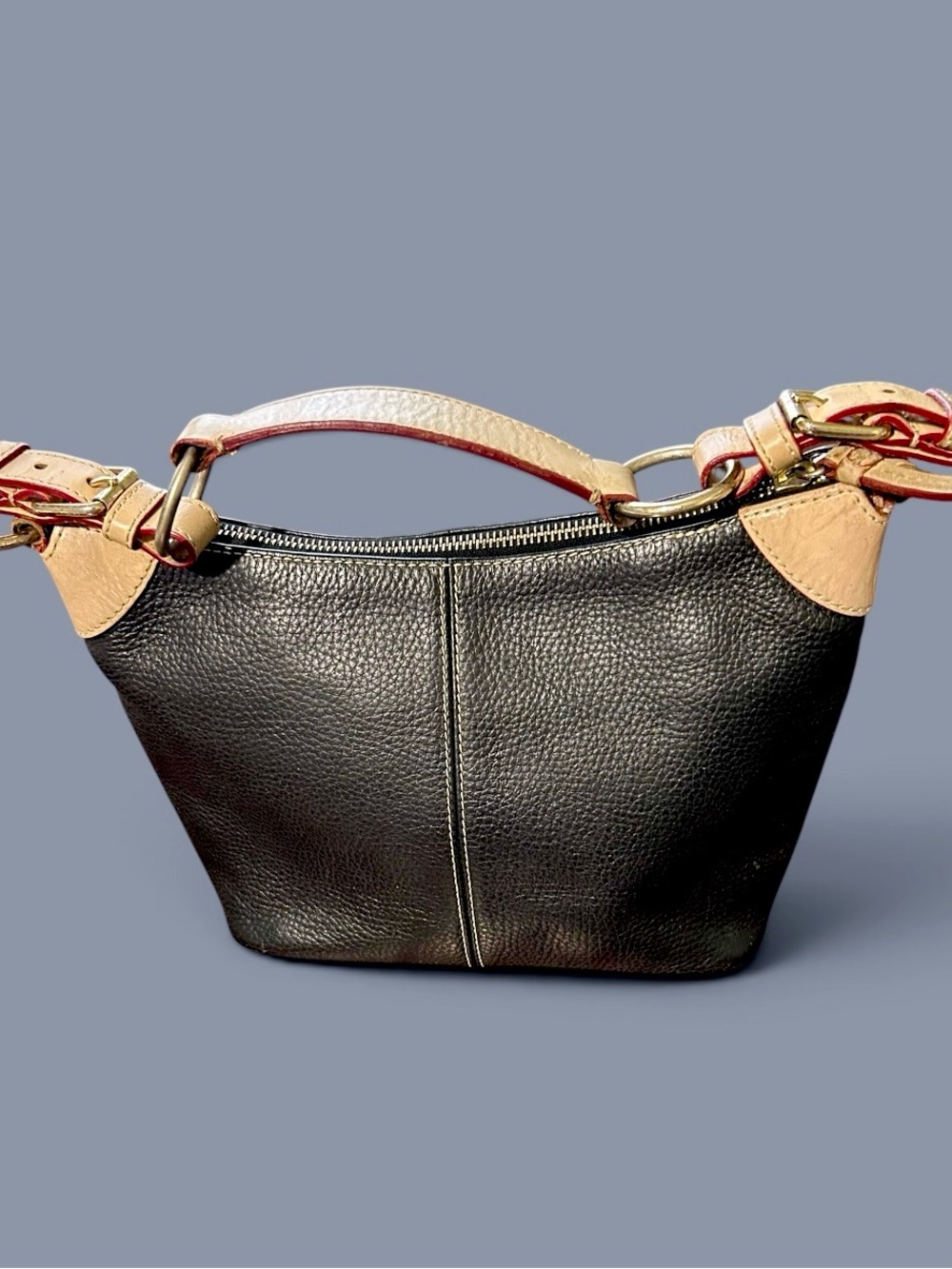 Dooney & Bourke Black Pebble Leather Hobo Shoulder Bag 11x7